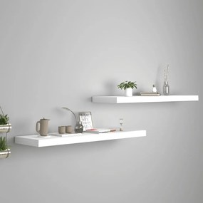 Scaffali A Parete 2 Pz Bianchi 90x23,5x3,8 Cm İn Mdf /