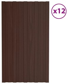 Pannelli Da Tetto 12 Pz İn Acciaio Zincato Marrone 80x45 Cm /
