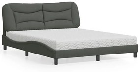 Letto Con Materasso Grigio Scuro 160x200 Cm Tessuto /