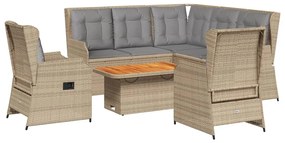 Set divani da giardino 6 pz con cuscini in polyrattan beige