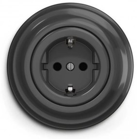 Kliklap - Presa domestica in stile retrò con placca SCHUKO 230V/16A antracite