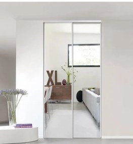Kit anta scorrevole con binario OPTIMUM 2 ante specchio argento L 120 x H 270 cm