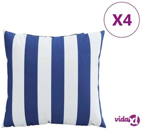 vidaXL Cuscini Decorativi 4pz Strisce Blu e Bianco 60x60 cm Tessuto