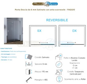 Porta doccia scorrevole 110 cm satinata Faggio