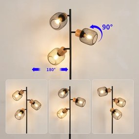 Brilagi - Lampada da terra BASKLITE 3xE27/15W/230V legno di hevea/nera
