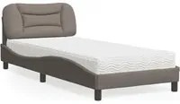 Letto con Materasso Tortora 90x190 cm in Tessuto 3208503