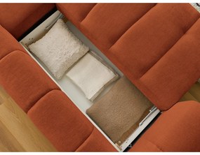 Divano angolare color mattone allungabile e con contenitore (penisola a destra/chaise lounge) Fuji – Bobochic Paris