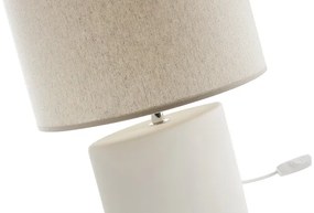 Lampada da tavolo in ceramica bianco opaco e paralume in lino naturale TIGA