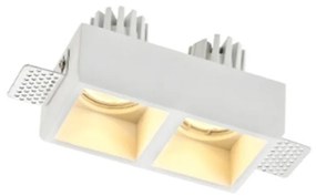 Portafaretto 2xGU10/MR16 in Gesso Pitturabile Rettangolare 150x80mm