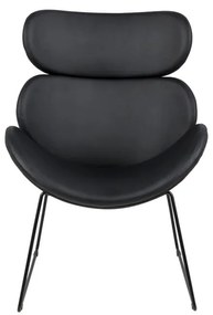 Poltrona in similpelle nera con gambe nere Cazar - Actona