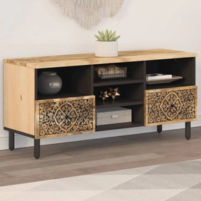 Mobile Porta Tv 100x33x46 Cm İn Legno Massello Di Mango /
