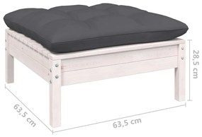 Set Divani da Giardino 11 pz con Cuscini Legno di Pino Bianco