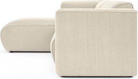 Divano angolare beige (con penisola a sinistra/con chaise lounge) con rivestimento in velluto a coste Merid – Ropez