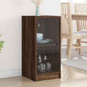 Mobile Con Ante İn Vetro Rovere Marrone 35x37x75,5 Cm /