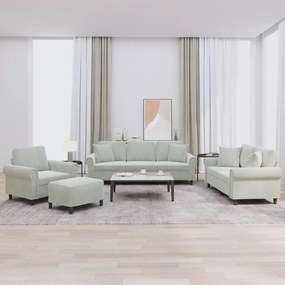 Set Di Divani 4 Pz Con Cuscini Grigio Chiaro İn Velluto /