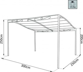 Gazebo Pergola 3x2,5 m in Acciaio Antracite...