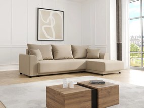 Divano letto angolare e reversibile in Tessuto Beige - NESSARO