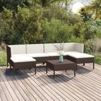 Set Divani da Giardino 7 pz con Cuscini in Polyrattan Marrone 3094535