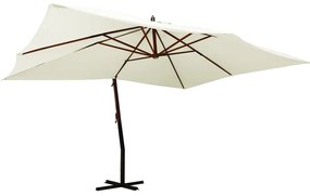 Ombrellone A Sbalzo Da Giardino Palo İn Legno 400x300 Cm Sabbia /