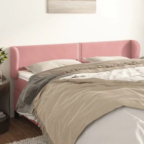 Testiera Ad Orecchio Rosa 203x23x78/88 Cm İn Velluto /