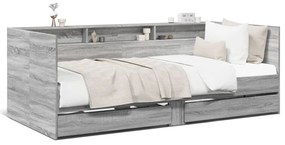Divano letto con cassetti grigio sonoma 90x200 cm multistrato