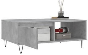 Tavolino da salotto grigio cemento 90x60x35cm legno multistrato