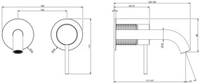 Parte esterna miscelatore lavabo a parete bocca media senza scarico parte incasso non inclusa steel brushed cesello 54483 gessi