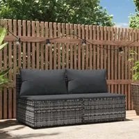 Divani Centrali da Giardino con Cuscini 2pz Polyrattan Grigio 319770