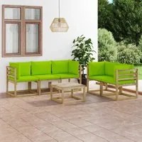 Set Salotto da Giardino 6 pz con Cuscini Verde Chiaro 3065275