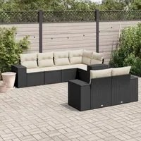 Set Divani da Giardino con Cuscini 7pz Nero Polyrattan 3222805