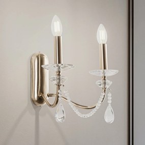 Lucea Applique Adone, a 2 luci, ottone, altezza 30 cm, vetro cristallo