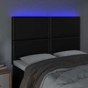 Testiera a led nera 144x5x118/128 cm in similpelle