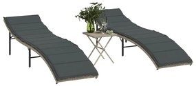 Lettini Prendisole 2pz Con Tavolino Grigio Chiaro İn Polyrattan /