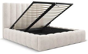 Letto matrimoniale imbottito color crema con spazio contenitivo e rete 180x200 cm Kelp - Micadoni Home