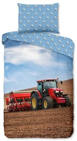 Biancheria da letto per bambini blu in flanella per letto singolo 140x200 cm Tractor – Good Morning
