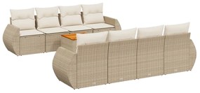 Set divano da giardino 9 pz con cuscini beige in polyrattan