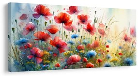 Quadro su tela – Campo in fiore di papaveri e fiordalisi