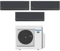 Climatizzatore Condizionatore Panasonic Trial Split Inverter Serie Etherea Dark 7+7+7 con CU-3Z52TBE R-32 Wi-Fi Integrato Colore Grigio Grafite 7000+7000+7000