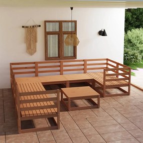Set divani da giardino 9 pz in legno massello di pino
