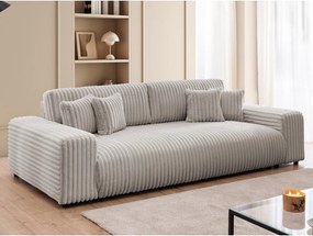 Divano grigio chiaro allungabile/con contenitore con rivestimento in velluto a coste 260 cm Justin – Ropez