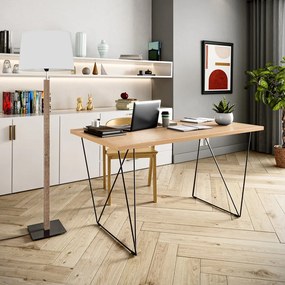 Scrivania in legno di quercia con gambe nere , 140 x 75 cm Flow - TemaHome