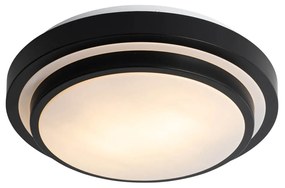 Plafoniera moderna nera con bianco, 35 cm IP44 - Walden