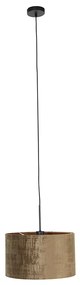 Lampada a sospensione moderna nera con paralume marrone 35 cm - Combi