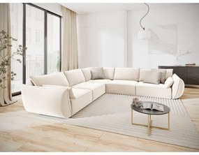 Divano angolare beige con rivestimento in velluto Vanda – Mazzini Sofas