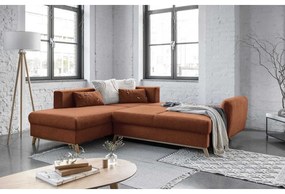 Divano letto angolare arancio mattone L, angolo sinistro Scandic Lagom - Miuform