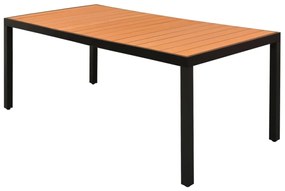 Set da pranzo da giardino 9 pz in rattan pvc nero e marrone