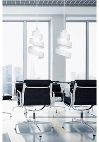 Lampadario Moderno 2 Luci Tristano In Acciaio Bianco Con Fasce A Spirale