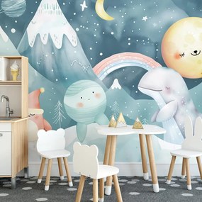Carta da parati – Animali in paesaggio innevato per bambini