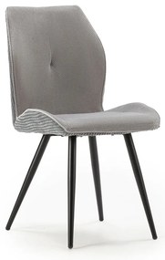 Set di 2 sedie da pranzo in velluto a coste grigio chiaro Adaya - Marckeric