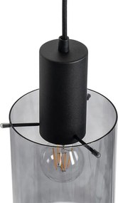 Lampada a sospensione nera con vetro fumé oblungo 3 luci - Vidra